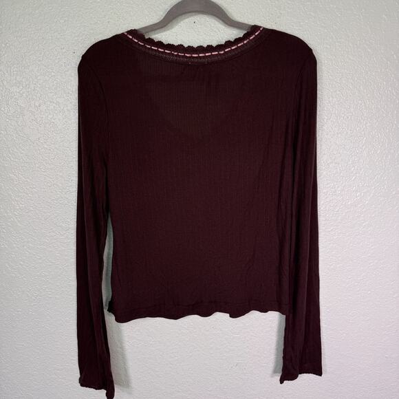 Free People Intimately Top Womens XL Only You Long Sleeve Lace Ribbed Layer NEW - Picture 2 of 9